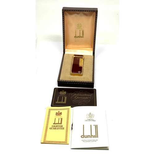 513 - Boxed Dunhill Red Laquer Enamel Rollagas Lighter US.RE 24163