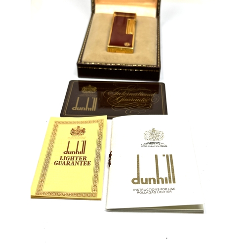 513 - Boxed Dunhill Red Laquer Enamel Rollagas Lighter US.RE 24163