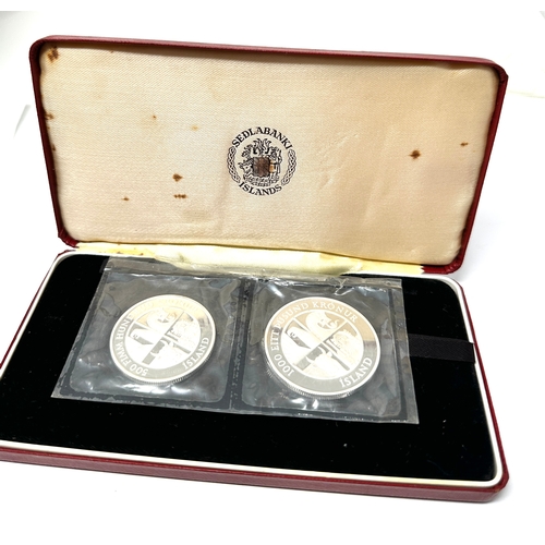 495 - Sedlabanki Islands Iceland 874-1974 1000 + 500 Kronur Boxed set 1.5 oz. silver no papers