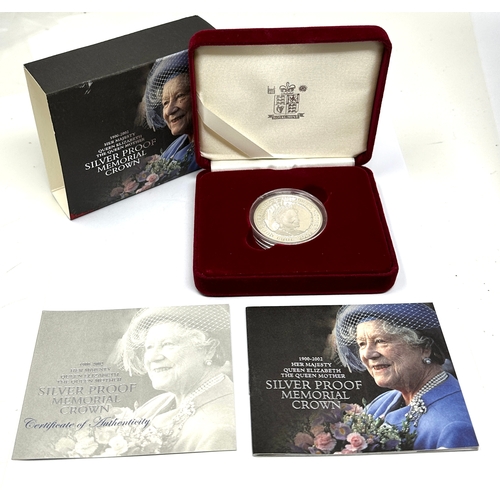 502 - Royal Mint 1900-2002 Queen Mother  Silver Proof memorial Crown £5 Coin