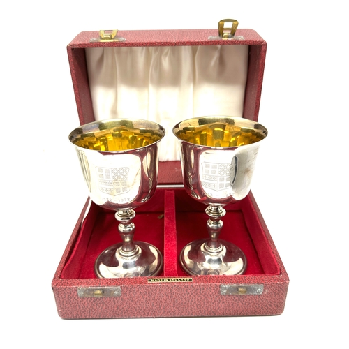 58 - Pair of Boxed Sterling Silver Barker Ellis Silver Co Wine Goblets 280g  Birmingham silver hallmarks