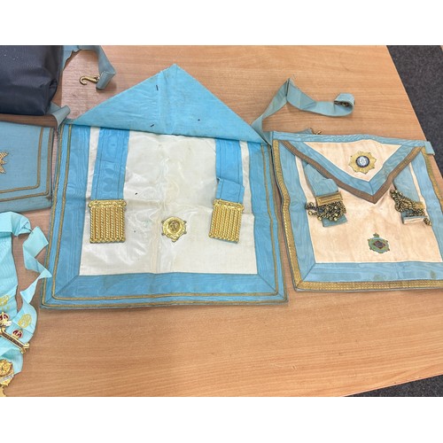 64A - Large selection of assorted masonic items includes aprons etc