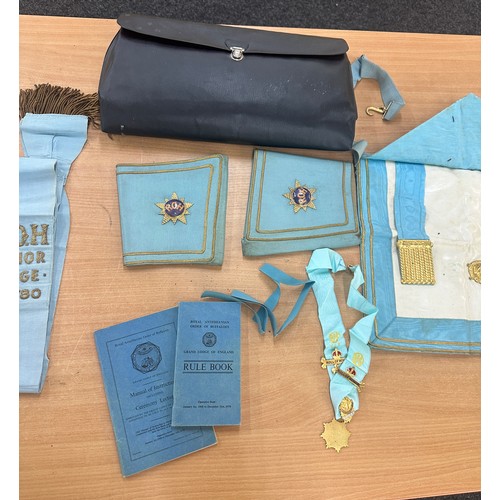 64A - Large selection of assorted masonic items includes aprons etc