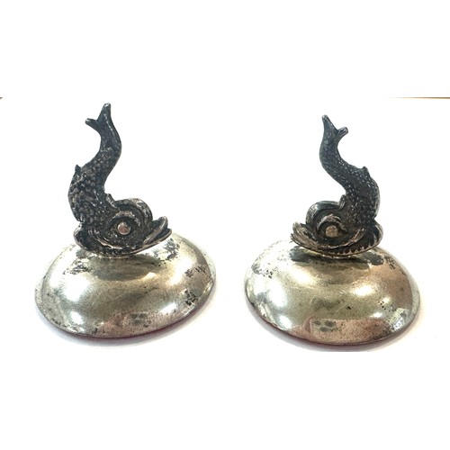 476 - Pair of silver novelty oriental menu holders