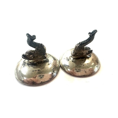 476 - Pair of silver novelty oriental menu holders