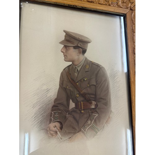 233 - Vintage Gilt framed oil pastel drawing of a World war 1 military man, frame measures approximately 2... 