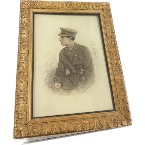 233 - Vintage Gilt framed oil pastel drawing of a World war 1 military man, frame measures approximately 2... 