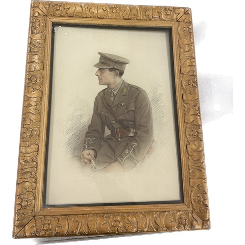 233 - Vintage Gilt framed oil pastel drawing of a World war 1 military man, frame measures approximately 2... 