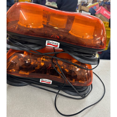 295 - Boxed Hella Comet 500 driving lamp, Hella round bulkhead light fitting, 2 x Britax orange beacons, a... 