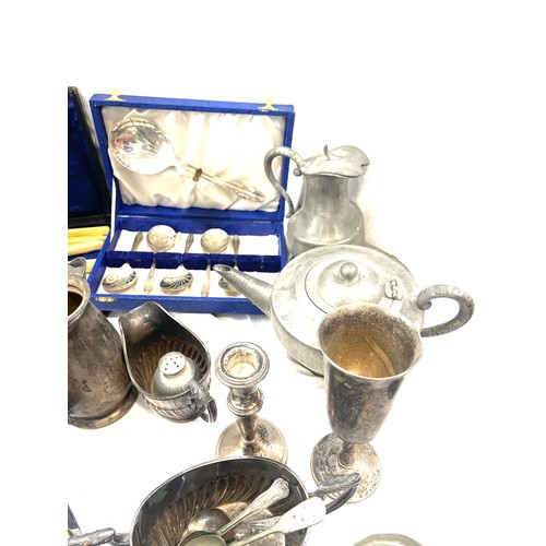 211 - Selection of metalware to include teapots, cups etc