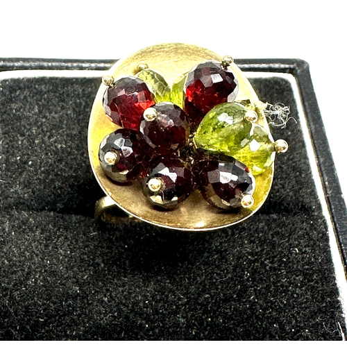 122 - 14ct gold garnet designer ring names splendori italy weight 6.5g