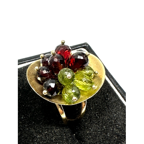 122 - 14ct gold garnet designer ring names splendori italy weight 6.5g