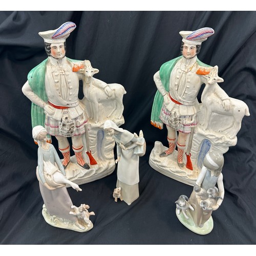 165 - 2 Victorian slap back fiures and a selection of lladro figures , af