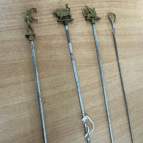 465 - Vintage brass topped skewers