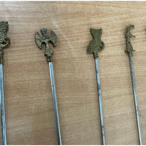 465 - Vintage brass topped skewers