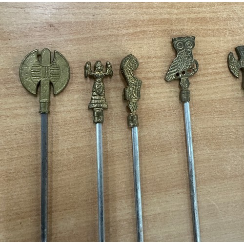 465 - Vintage brass topped skewers