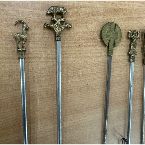 465 - Vintage brass topped skewers