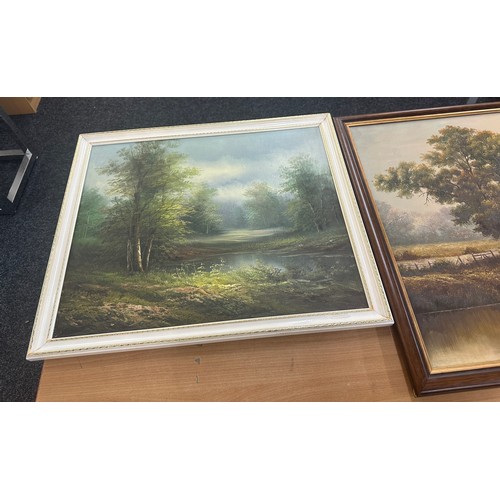 243 - 3 Framed paintings and prints largest measures approximately 27 inches wide 31 inches tall