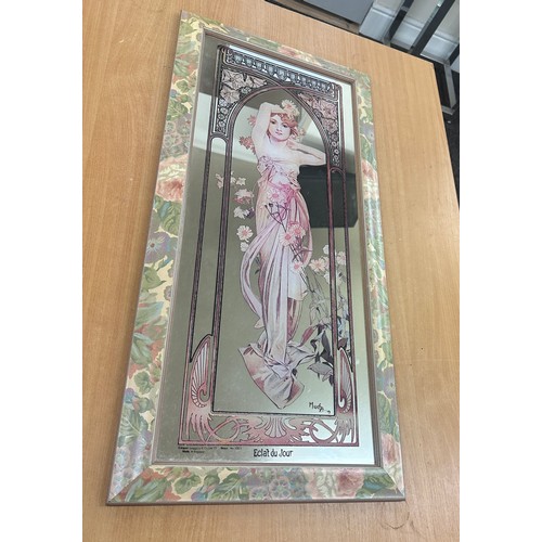 93 - Art deco framed mirror measures approximately 36 inches tall 16 inches wide