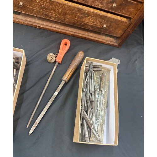 209 - Vintage wooden tool chest and a selection of assorted tools