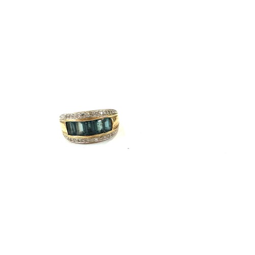 123 - Ladies 9ct gold diamond and stone set dress ring, ring size approximately o/p, total weight 3.8g