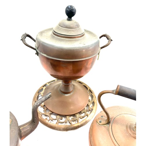 115 - 2 Copper spirit kettles and a samovar