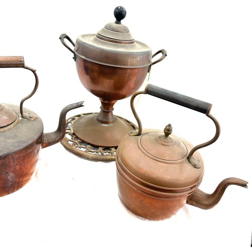 115 - 2 Copper spirit kettles and a samovar