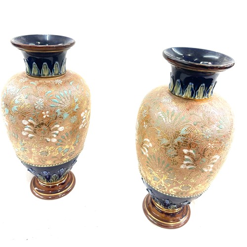 228 - Pair antique Lambethware large vases, approximate height 14.5 inches