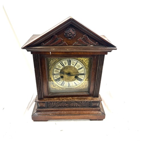 67 - Edwardian brass face bracket clock, untested, approximate measurements: Height 20 inches, Width 12 i... 