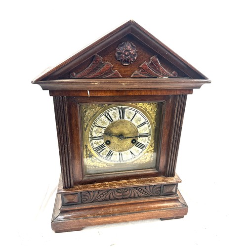 67 - Edwardian brass face bracket clock, untested, approximate measurements: Height 20 inches, Width 12 i... 