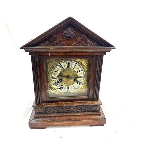 67 - Edwardian brass face bracket clock, untested, approximate measurements: Height 20 inches, Width 12 i... 