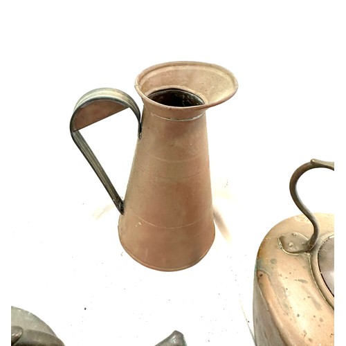 205 - 2 Large copper kettles and a water jug