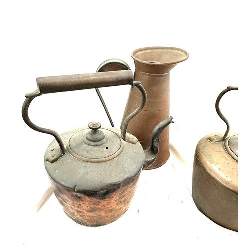 205 - 2 Large copper kettles and a water jug