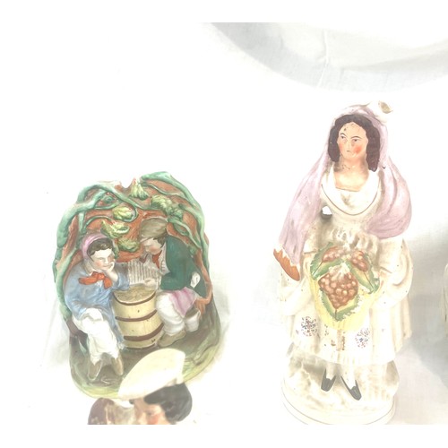 89 - 6 Antique Staffordshire figures, tallest measures approximately: 13 inches some a/f