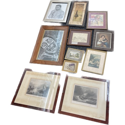 285 - Large selection of prints and pictures largest measures approx 28 inches tall by 18 wide