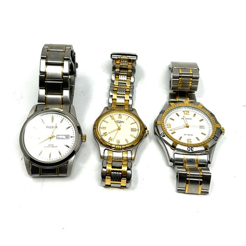 483 - x 3 gents two tone stainless steel quartz wristwatches working inc. rotary