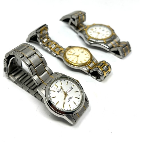 483 - x 3 gents two tone stainless steel quartz wristwatches working inc. rotary