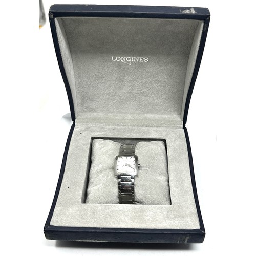 484 - LONGINES Ladies stainless steel wristwatch quartz working boxed