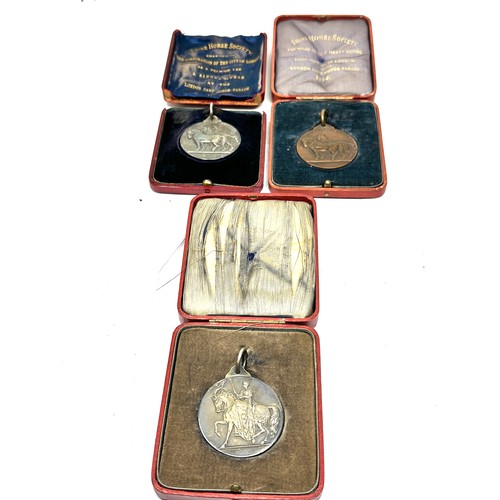 440 - 3 x Bronze Sterling Silver Mappin & Webb Shirehorse Medals Boxed