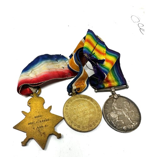 432 - WW1 1914-15 Star Trio & Original Ribbons to 28743 pte p bibby east lancs .r south lanc on pair