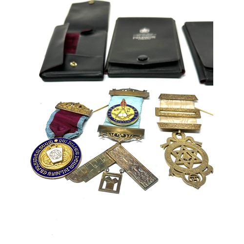 435 - 3 x Sterling Silver Cased Masonic Jewels inc. Royal Arch 101g