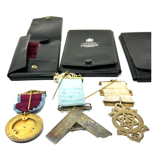 435 - 3 x Sterling Silver Cased Masonic Jewels inc. Royal Arch 101g