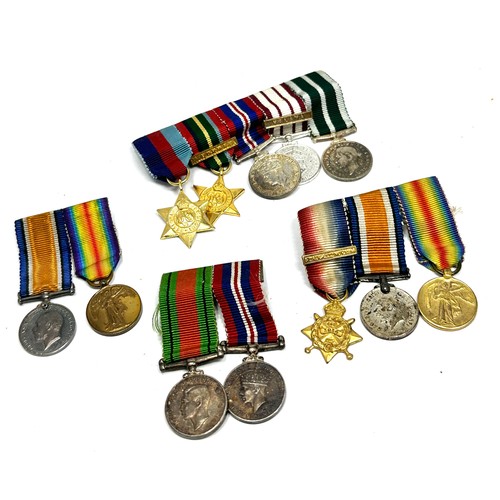 436 - 4 x Miniature Medal Mounted Groups inc. WW1 Morn Star Trio