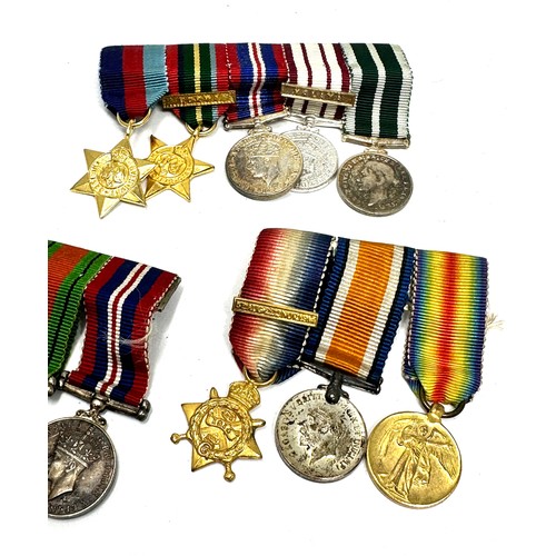 436 - 4 x Miniature Medal Mounted Groups inc. WW1 Morn Star Trio