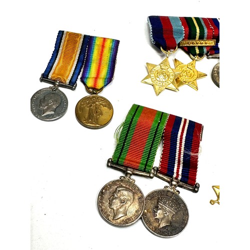 436 - 4 x Miniature Medal Mounted Groups inc. WW1 Morn Star Trio