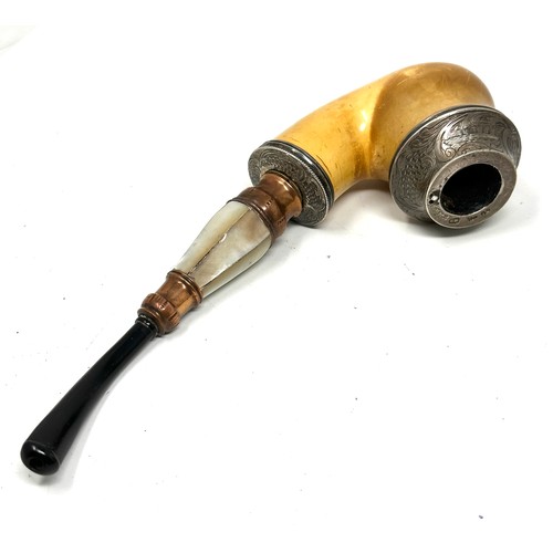 66 - .925 silver banded mop smoking pipe