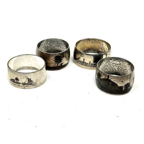 111 - 4 x  niello silver .800 & .900 napkin rings