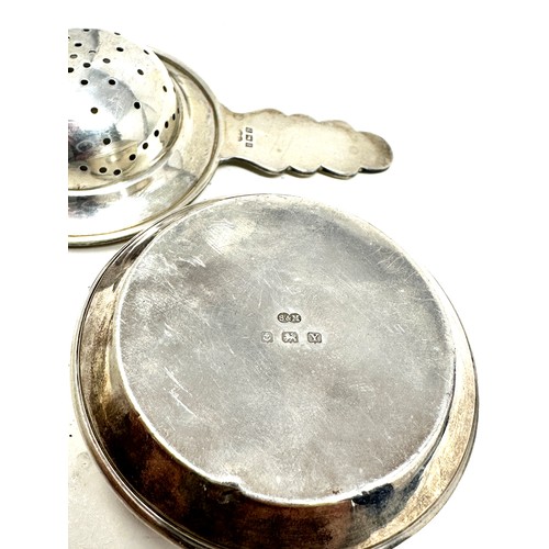 90 - .925 sterling silver tea strainer & bowl