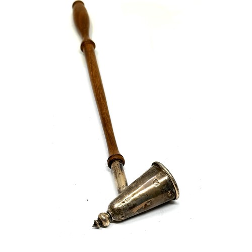 95 - .925 sterling candle snuffer w/ wooden handle