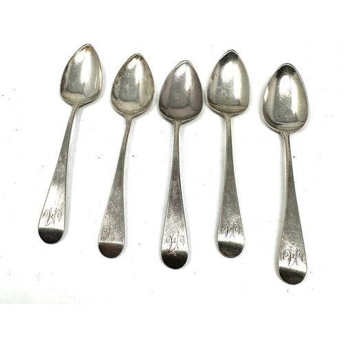 77 - 5 x georgian silver teaspoons